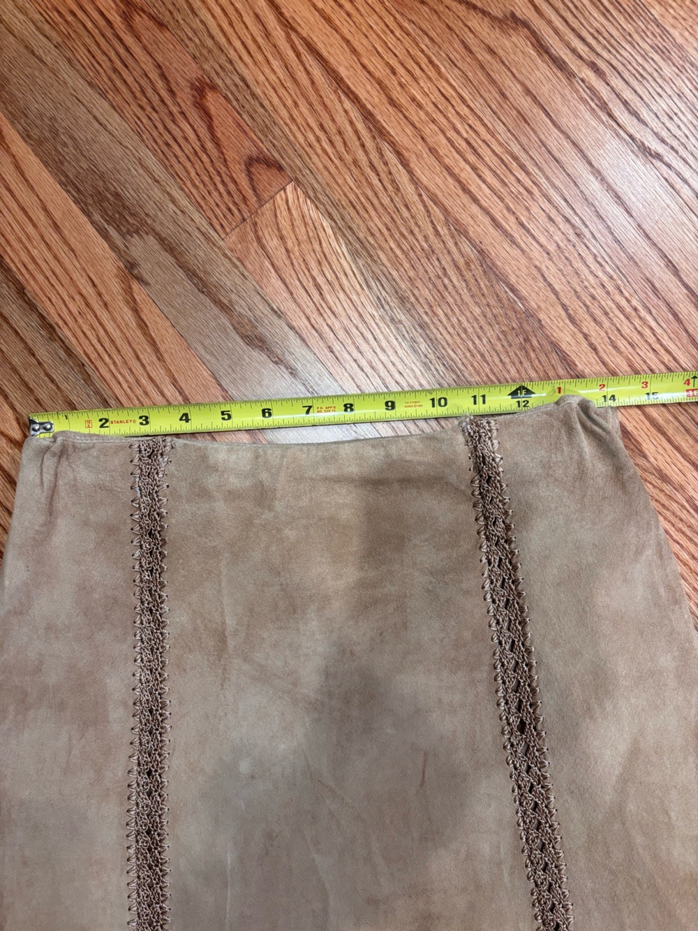 100% Leather Suede Long Skirt Small Tan Neutral Natural Fiber - Picture 7 of 7